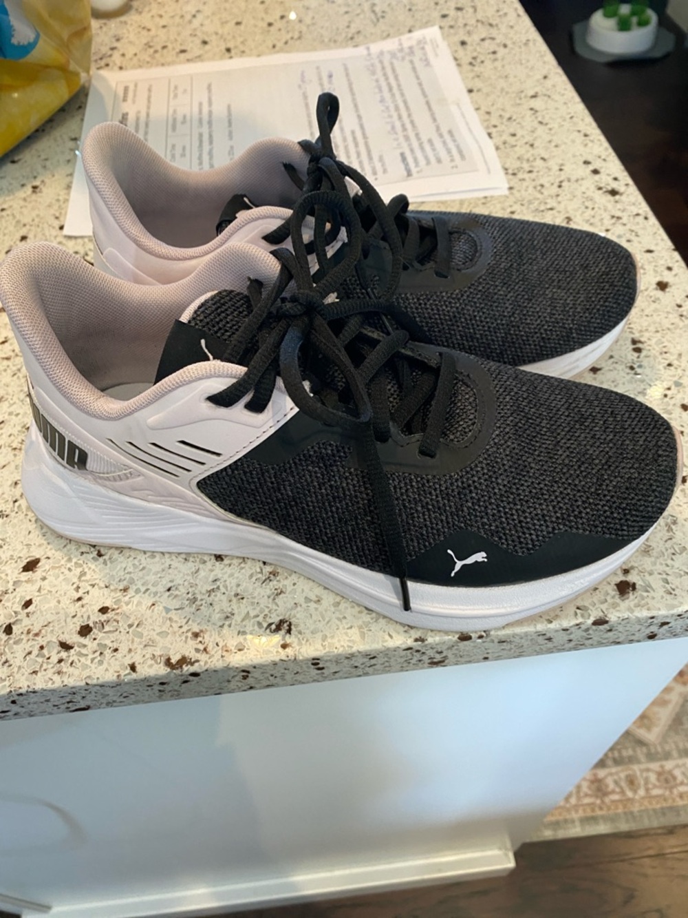 Puma Black and White Athletic Running Shoes